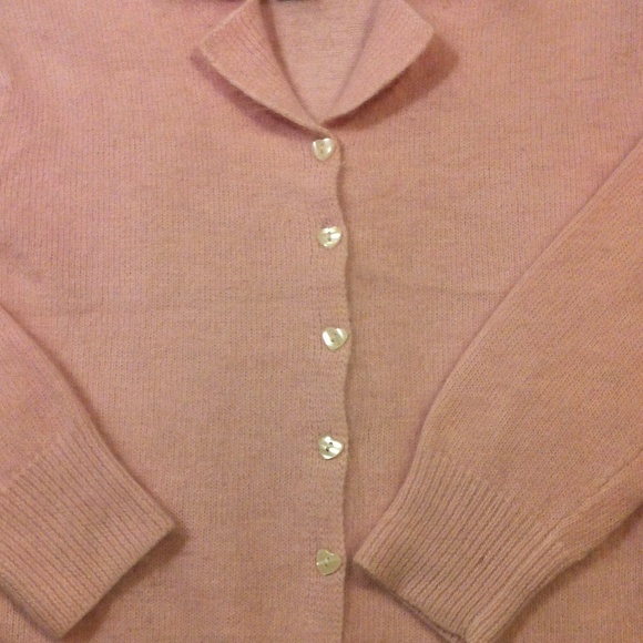 Vintage Pink Sweetheart Angora Sweater w/♥️buttons - Picture 4 of 4